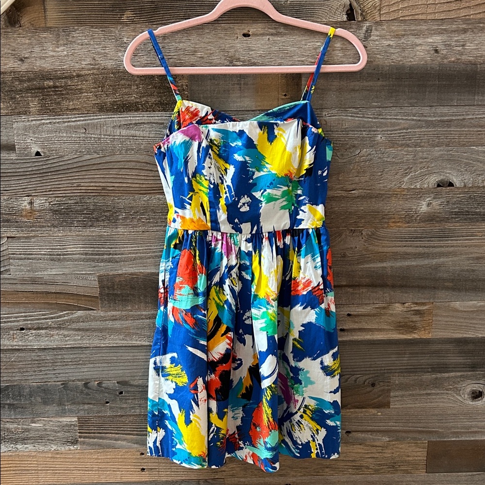 Zara Trafaluc Multicolor Abstract Spaghetti Strap Mini Dress Size XS